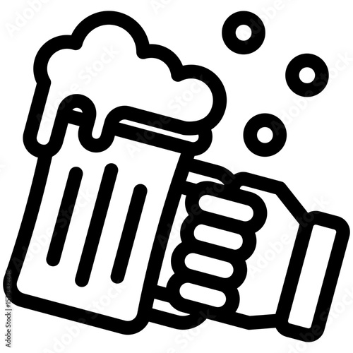 Beer Glass black outline icon, use for relaxation, party, Pubs and bars UI, UX kit, app and web development, digital or print.