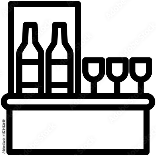 Bar Shelf black outline icon, use for relaxation, party, Pubs and bars UI, UX kit, app and web development, digital or print.