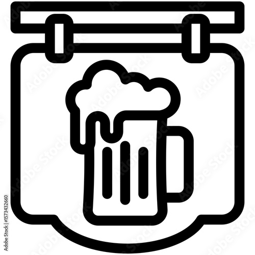Bar Sign black outline icon, use for relaxation, party, Pubs and bars UI, UX kit, app and web development, digital or print.