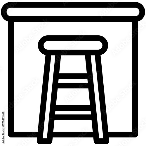 Stool black outline icon, use for relaxation, party, Pubs and bars UI, UX kit, app and web development, digital or print.