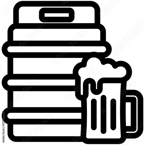Beer Keg black outline icon, use for relaxation, party, Pubs and bars UI, UX kit, app and web development, digital or print.
