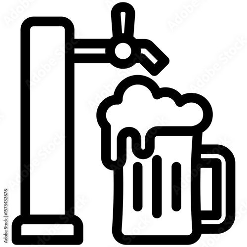 Beer Tap black outline icon, use for relaxation, party, Pubs and bars UI, UX kit, app and web development, digital or print.