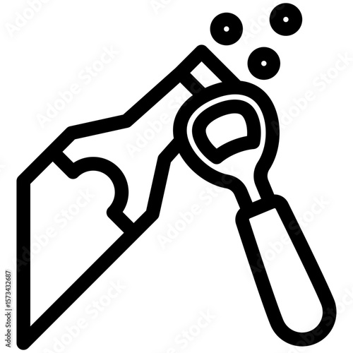 Bottle Opener black outline icon, use for relaxation, party, Pubs and bars UI, UX kit, app and web development, digital or print.