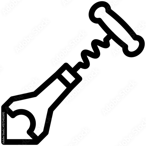 Cork Screw black outline icon, use for relaxation, party, Pubs and bars UI, UX kit, app and web development, digital or print.