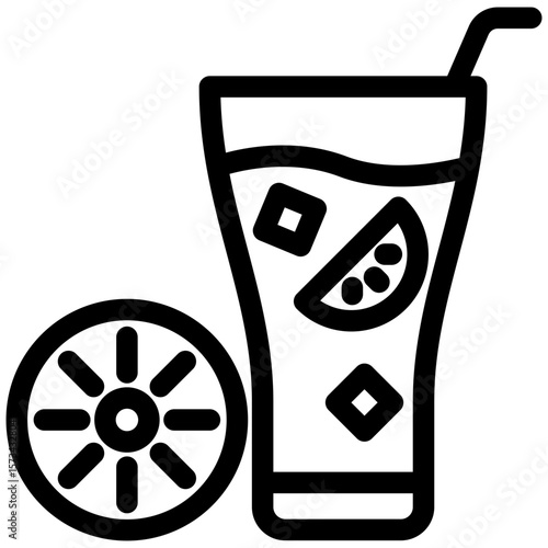 Mojito black outline icon, use for relaxation, party, Pubs and bars UI, UX kit, app and web development, digital or print.