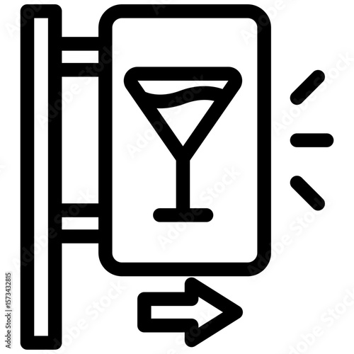 Neon Light black outline icon, use for relaxation, party, Pubs and bars UI, UX kit, app and web development, digital or print.