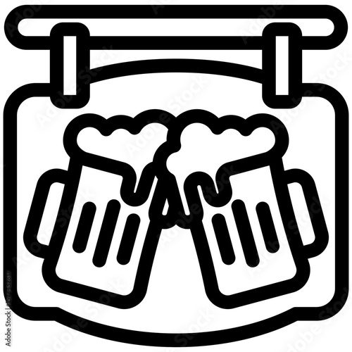 Pub Logo black outline icon, use for relaxation, party, Pubs and bars UI, UX kit, app and web development, digital or print.