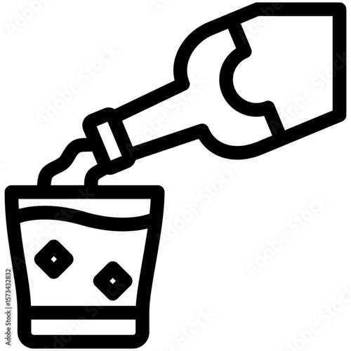 Scotch black outline icon, use for relaxation, party, Pubs and bars UI, UX kit, app and web development, digital or print.