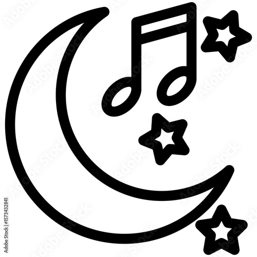 Night Party black outline icon, use for relaxation, party, Pubs and bars UI, UX kit, app and web development, digital or print.