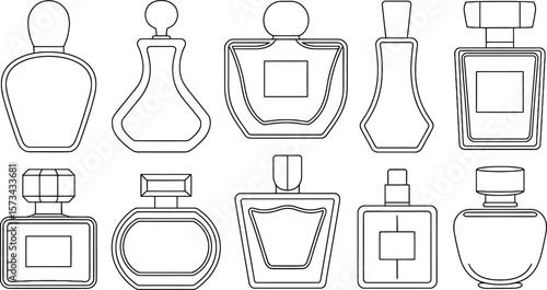 Collection of Outline Perfume Bottle Illustrations: Minimalist Design