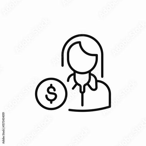 female employee salary icon sign vector