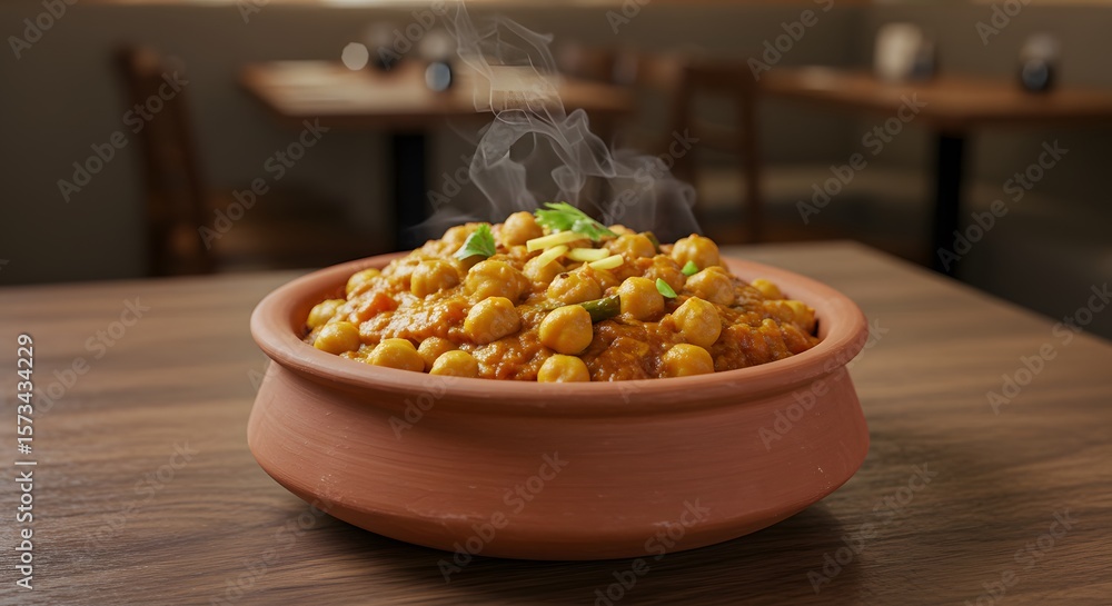 custom made wallpaper toronto digitalChana masala chickpea onion tomato ginger on a restaurant table