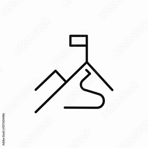 mountain flag top icon sign vector