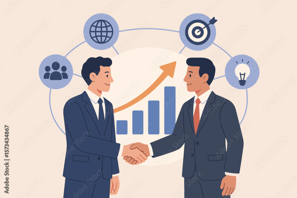 Business Partnership Handshake, Growth Chart, Network, Marketing, Global Collaboration, Agreement, Success, Strategy, Teamwork, Innovation, Target Achievement Business Partnership Handshake, Growth Chart, Network, Marketing, Global Collaboration, Agreement, Success, Strategy, Teamwork, Innovation, Target Achievement