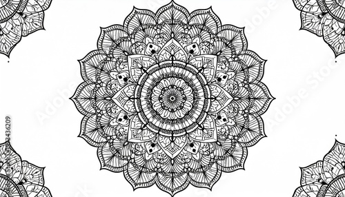 Intricate black and white mandala design