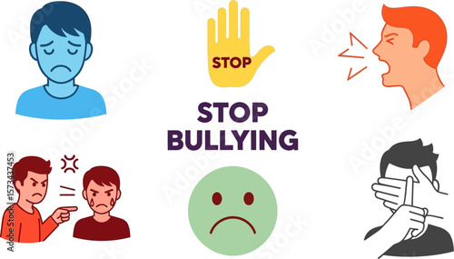Stop bullying campaign illustration for anti bullying awareness month vector