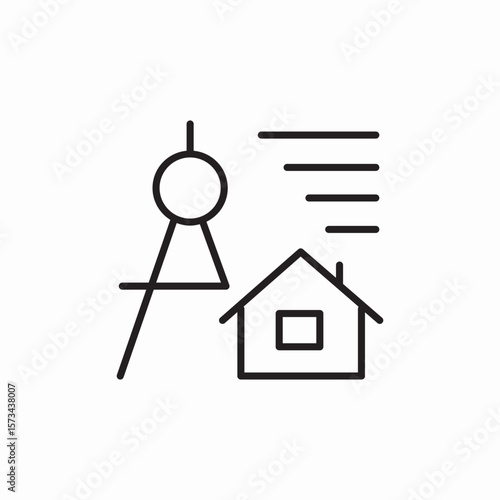 compass house plan icon sign vector