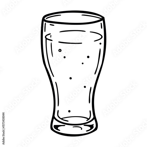 Hand-drawn empty pint glass with bubbles sketch. Vector hand-drawn doodle illustration