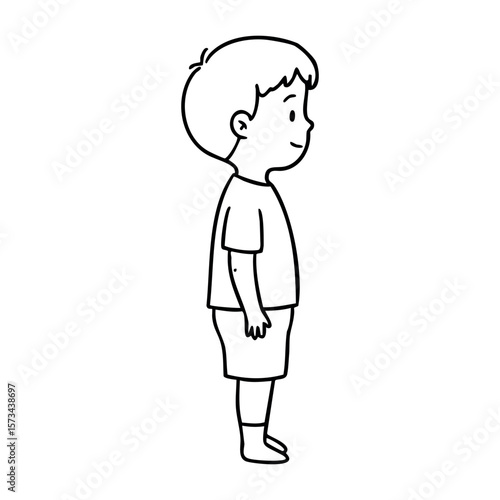 Wallpaper Mural Cartoon illustration of young caucasian male child standing sideways. Vector hand-drawn doodle illustration Torontodigital.ca