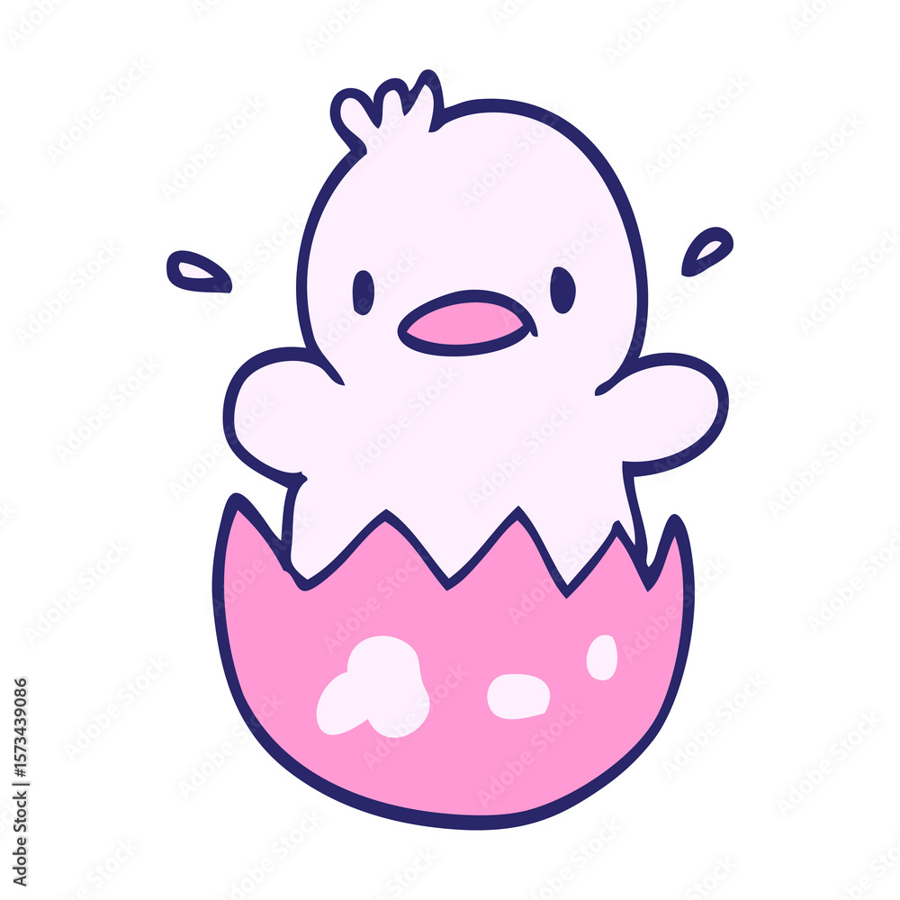 Fototapeta premium cute cartoon doodle chick in bright neon color