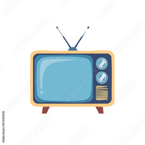 Retro Television Icon Isolated on a Transparent Background