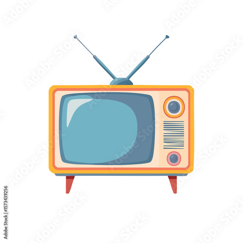Retro Television Icon Isolated on a Transparent Background