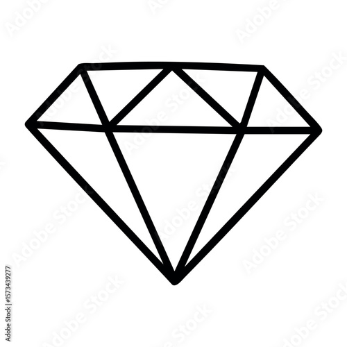 Geometric diamond line art illustration. Vector hand-drawn doodle illustration