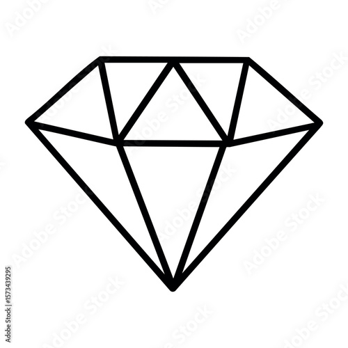 Minimalistic outline of a geometric diamond shape. Vector hand-drawn doodle illustration