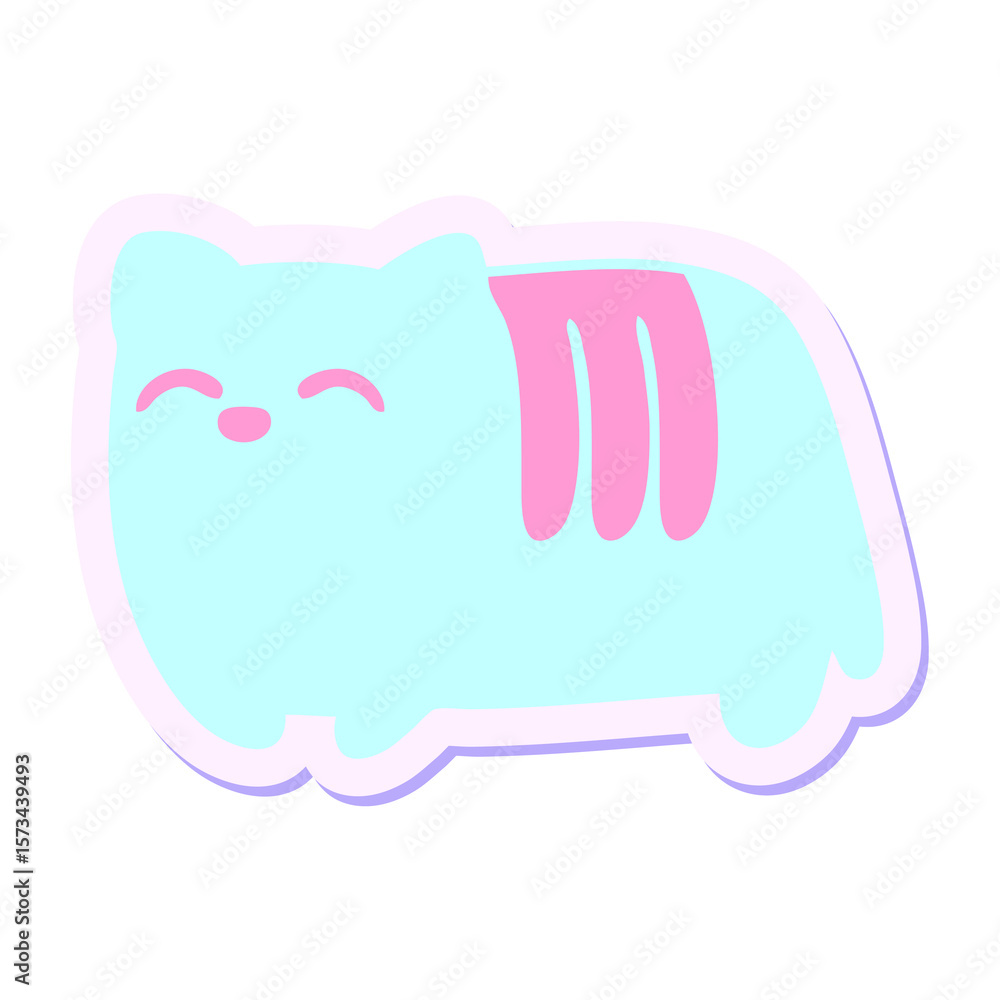Fototapeta premium loaf cat sticker in bright neon color