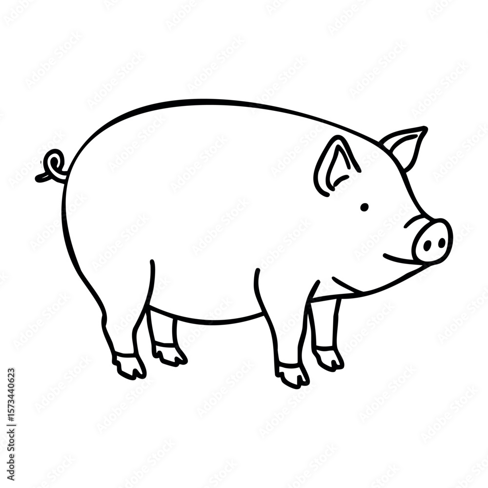 Simple line drawing of a pig with minimalist style. Vector hand-drawn doodle illustration Simple line drawing of a pig with minimalist style. Vector hand-drawn doodle illustration