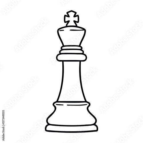 Hand-drawn chess piece design of a king on a white background. Vector hand-drawn doodle illustration