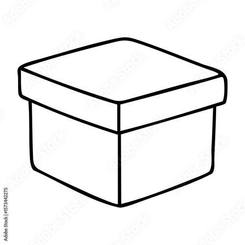 Simple closed square box illustration. Vector hand-drawn doodle illustration