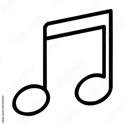 Musical note symbol with single eighth note design. Vector hand-drawn doodle illustration