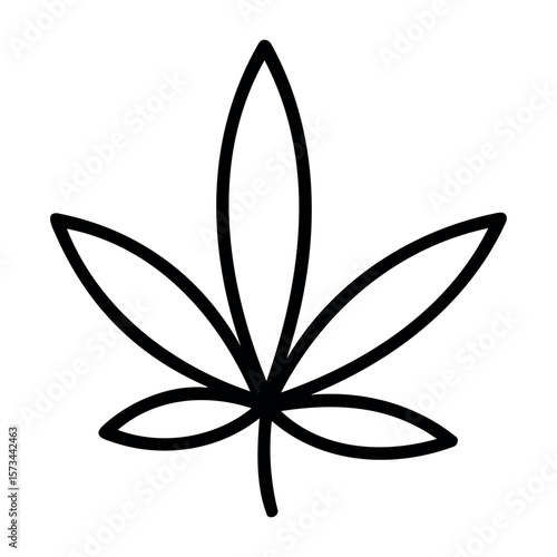 Simple cannabis leaf line art illustration. Vector hand-drawn doodle illustration