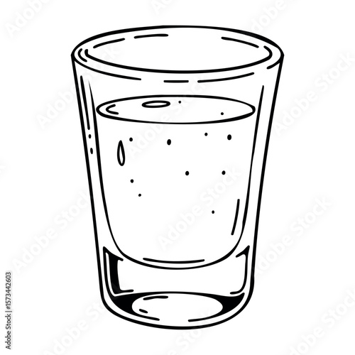Hand drawn illustration of a shot glass filled with liquid. Vector hand-drawn doodle illustration