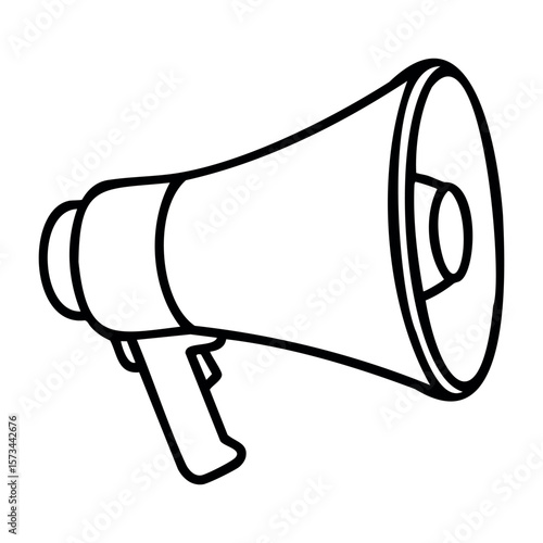 Outline of a megaphone in profile view. Vector hand-drawn doodle illustration