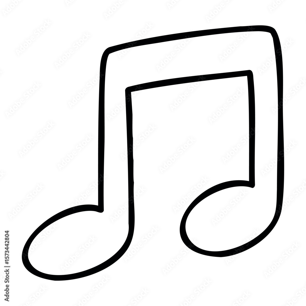 Hand-drawn musical note symbol in black outline. Vector hand-drawn doodle illustration Hand-drawn musical note symbol in black outline. Vector hand-drawn doodle illustration