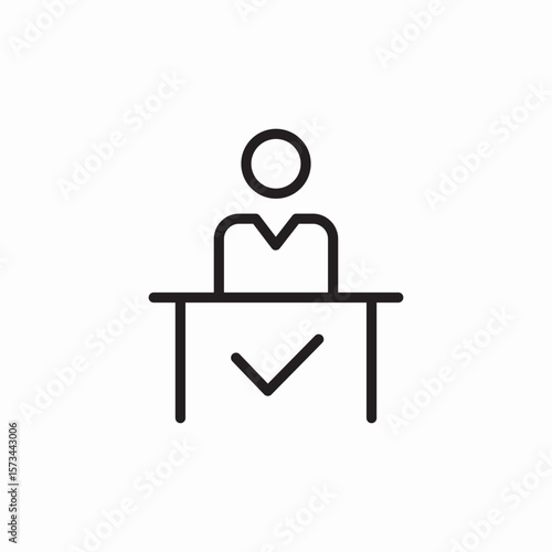 speech podium checkmark icon sign vector