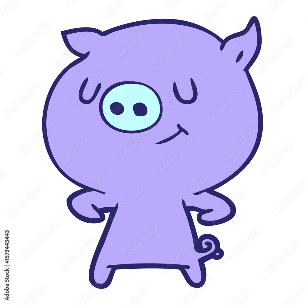 happy cartoon pig in bright neon color happy cartoon pig in bright neon color