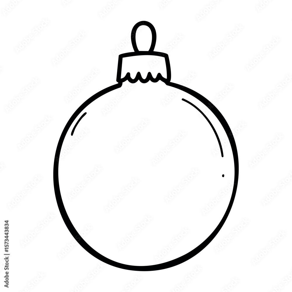 Fototapeta premium Simple line drawing of a christmas ornament for holiday decorations. Vector hand-drawn doodle illustration