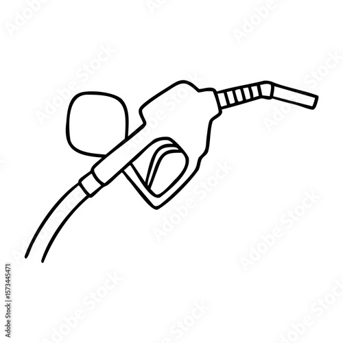 Gasoline pump nozzle line art illustration for fueling concept. Vector hand-drawn doodle illustration