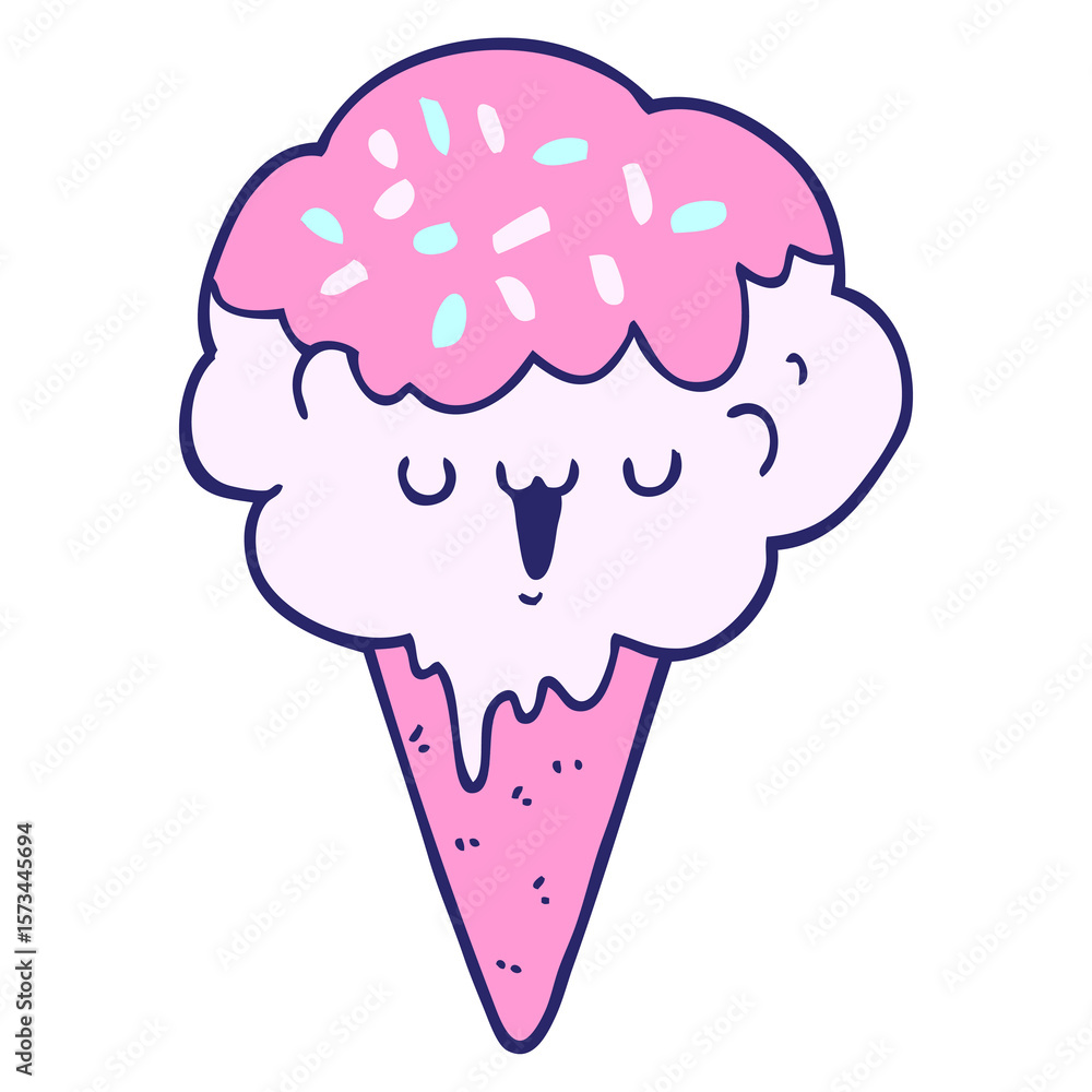 Fototapeta premium cartoon ice cream in bright neon color