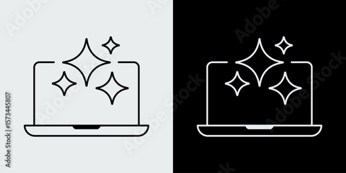 Blinking AI with laptop icon. Artificial intelligence
