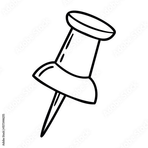 Black and white simple push pin drawing with detail. Vector hand-drawn doodle illustration