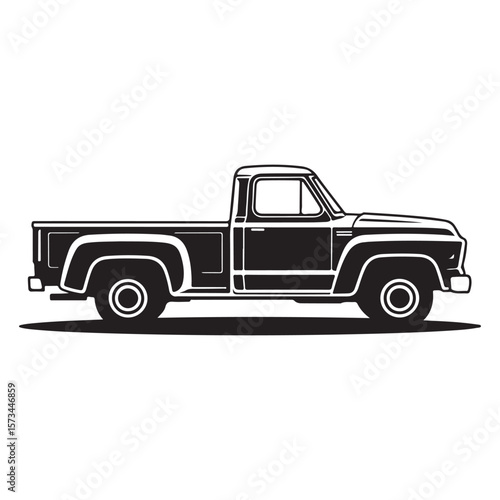 old truck vector silhouette  isolated on white