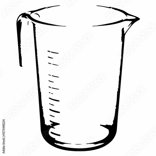 Clear glass measuring cup with measurement markings and spout  