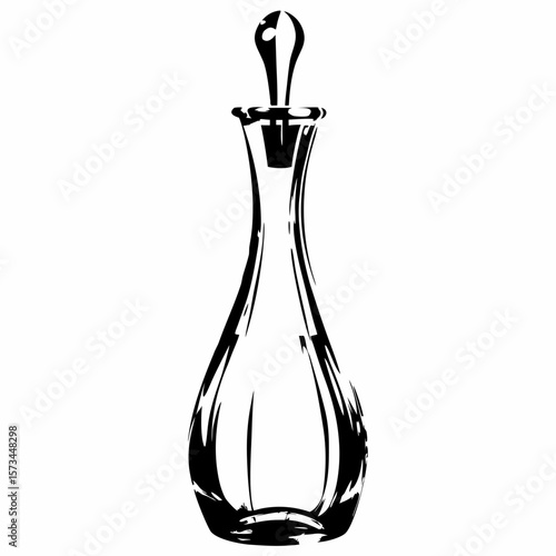 Decorative glass carafe with elegant design in black and white  