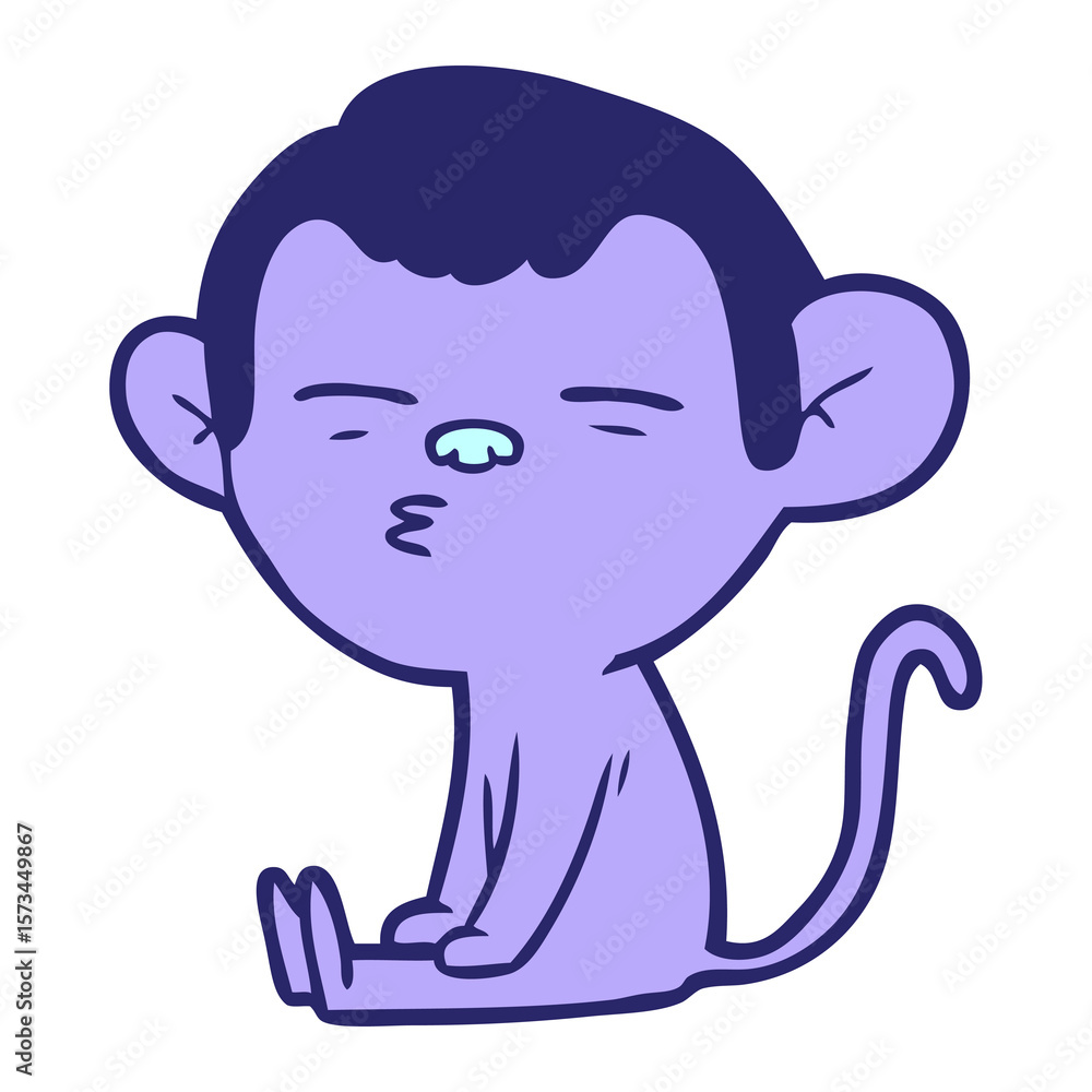 Fototapeta premium cartoon suspicious monkey in bright neon color