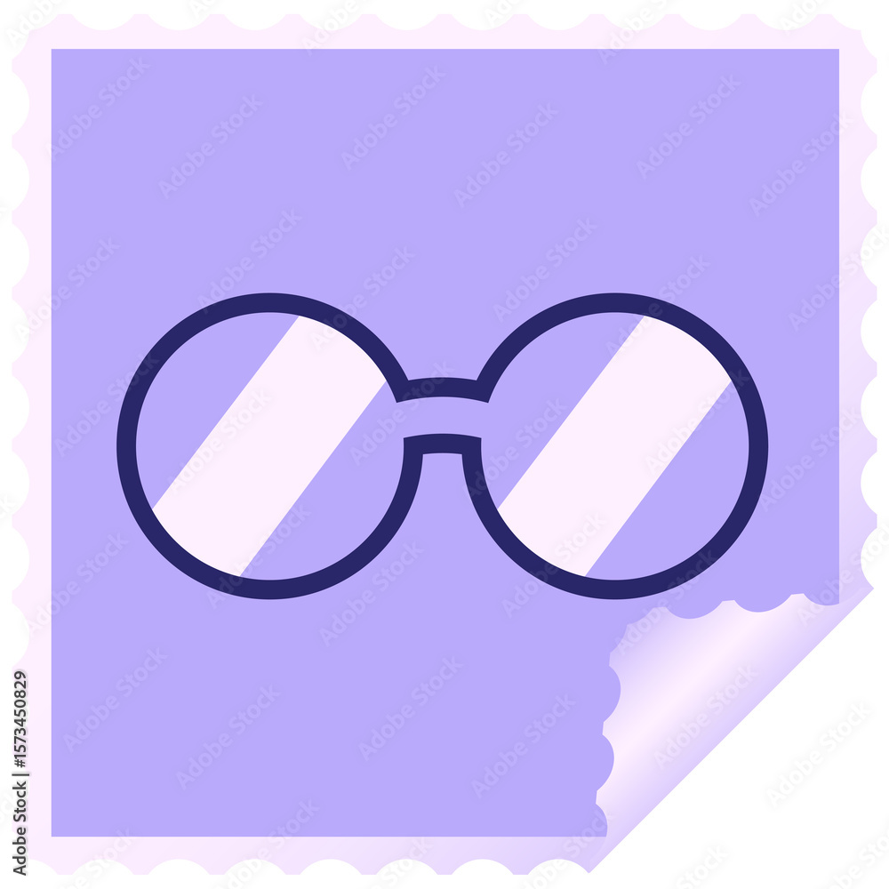 Fototapeta premium spectacles graphic square sticker stamp in bright neon color