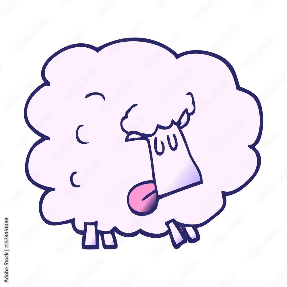 Fototapeta premium cartoon doodle funny sheep in bright neon color